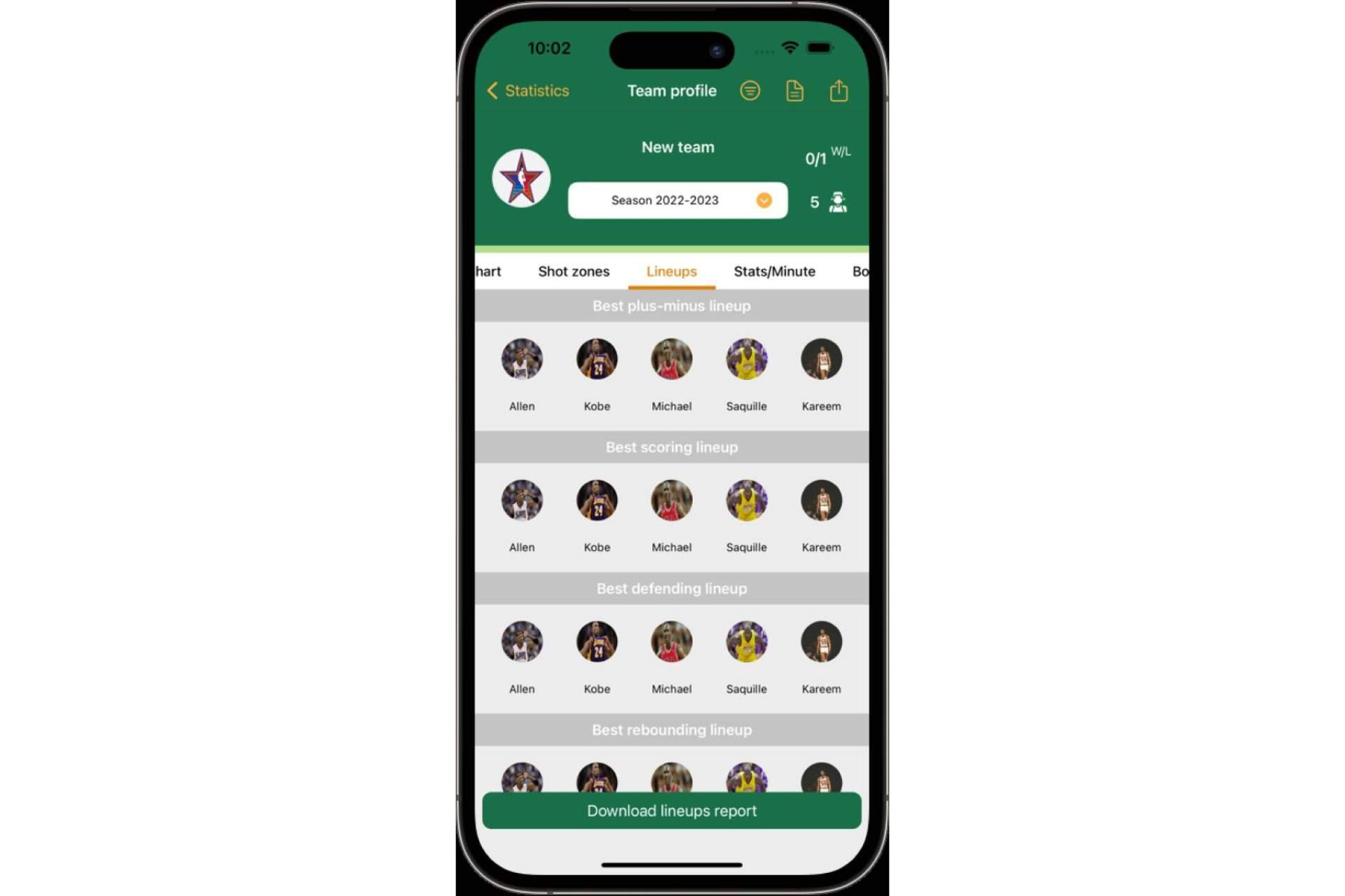 Basketball Stats Assistant muestra todas las estadísticas de baloncesto