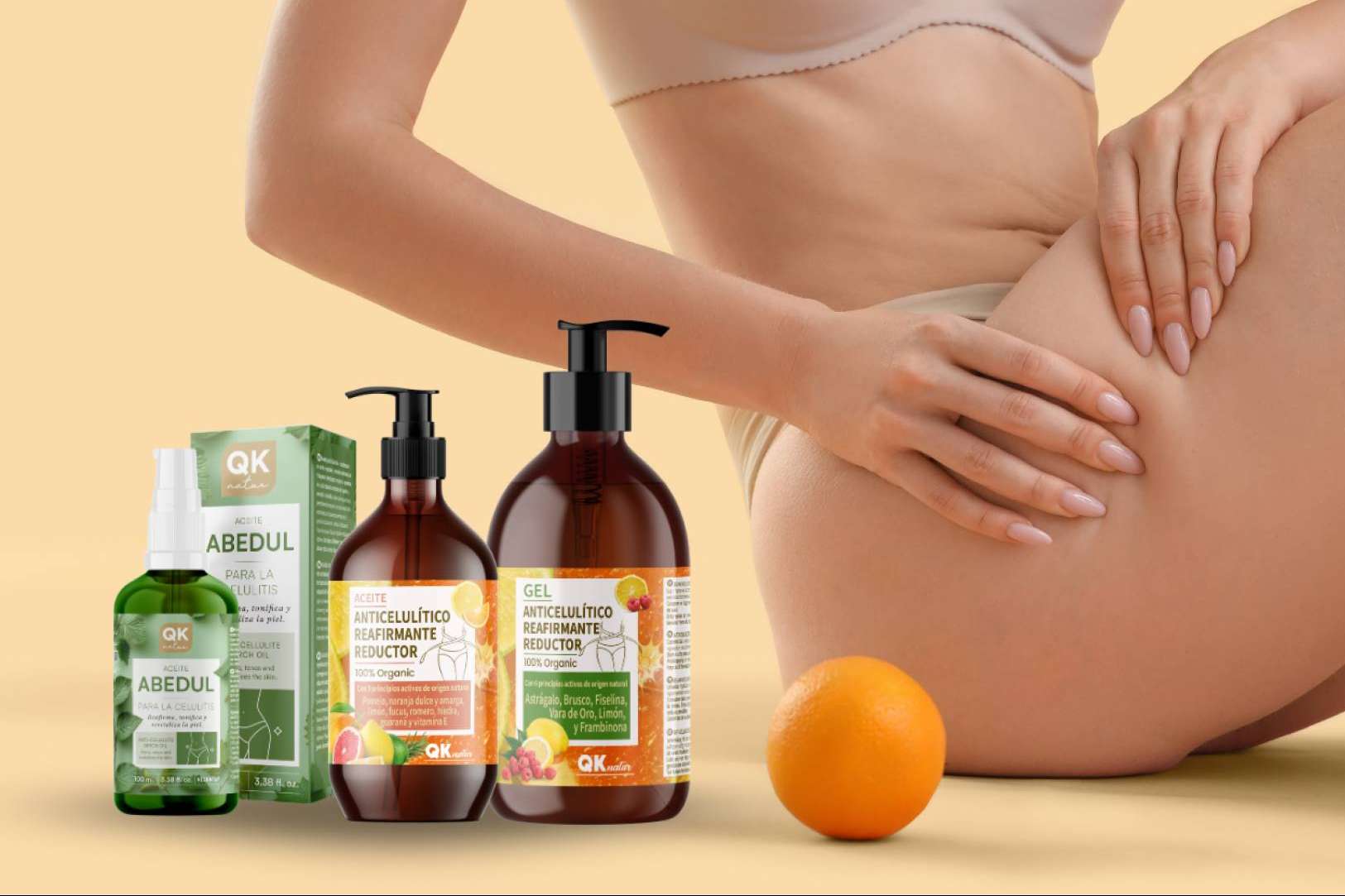 La acción reductora y reafirmante de los productos QKnatur se basa en principios activos de origen vegetal