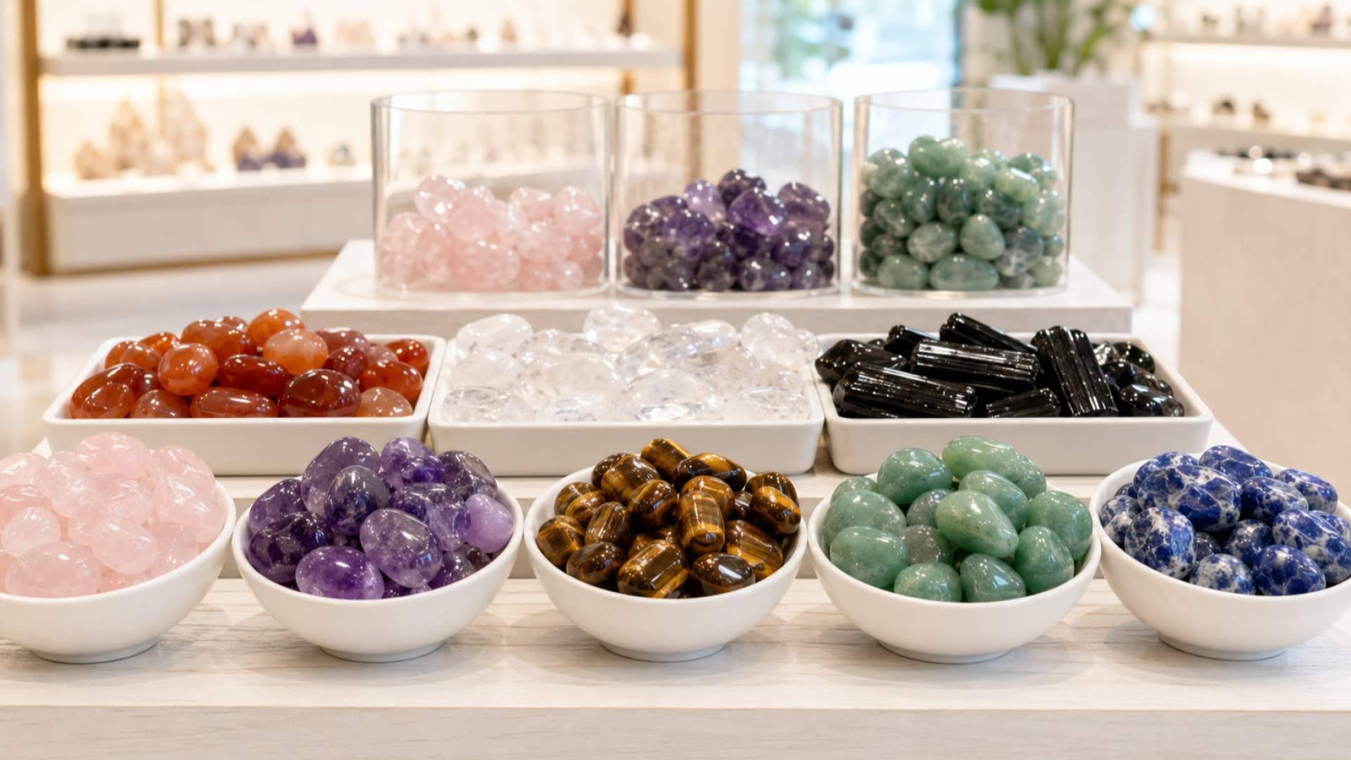 Cantos rodados y piedras rodadas; un formato imprescindible para tiendas de minerales, decoración y artículos esotéricos